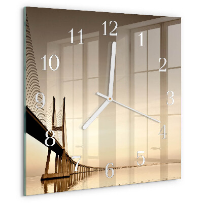 Square wall clock Sepia Bridge