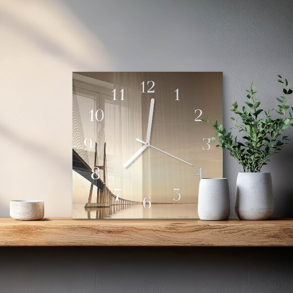 Square wall clock Sepia Bridge
