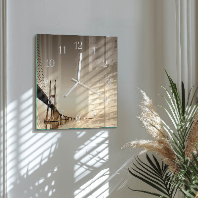 Square wall clock Sepia Bridge