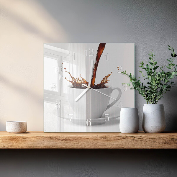 Square wall clock Cup of Coffee