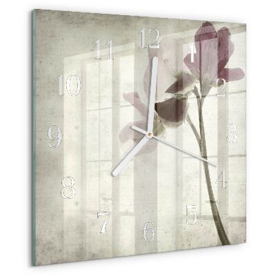 Square wall clock Vintage Flower