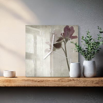 Square wall clock Vintage Flower