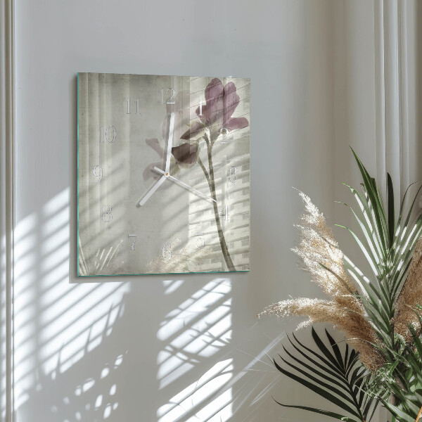 Square wall clock Vintage Flower