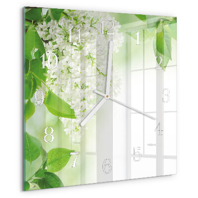Square wall clock Leaves