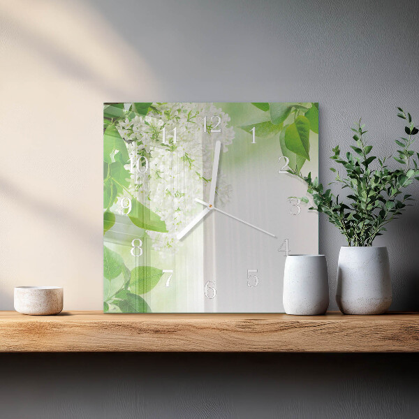 Square wall clock Leaves