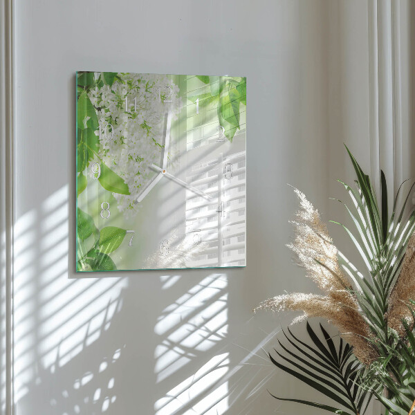 Square wall clock Leaves