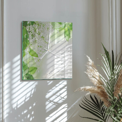 Square wall clock Leaves