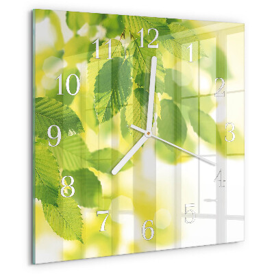 Square wall clock Leaves