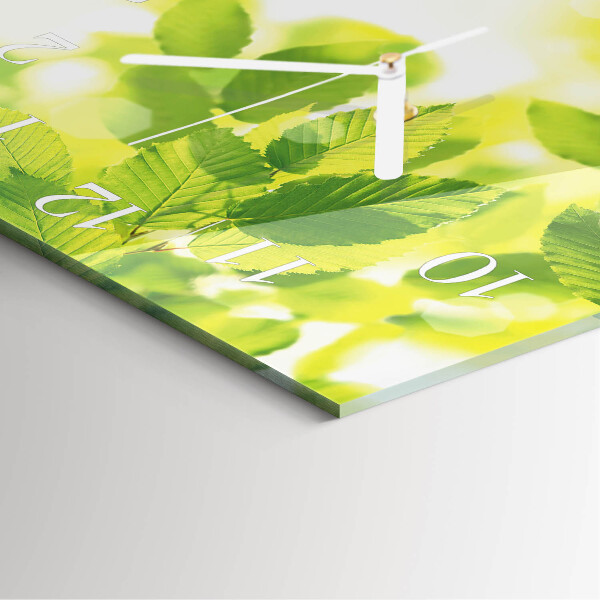 Square wall clock Leaves