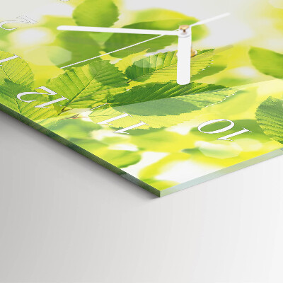 Square wall clock Leaves