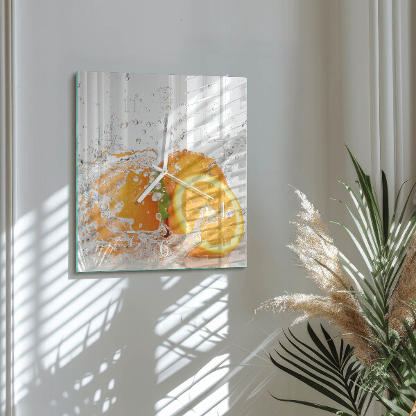 Square wall clock Oranges