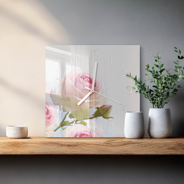 Square wall clock Rose