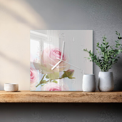 Square wall clock Rose
