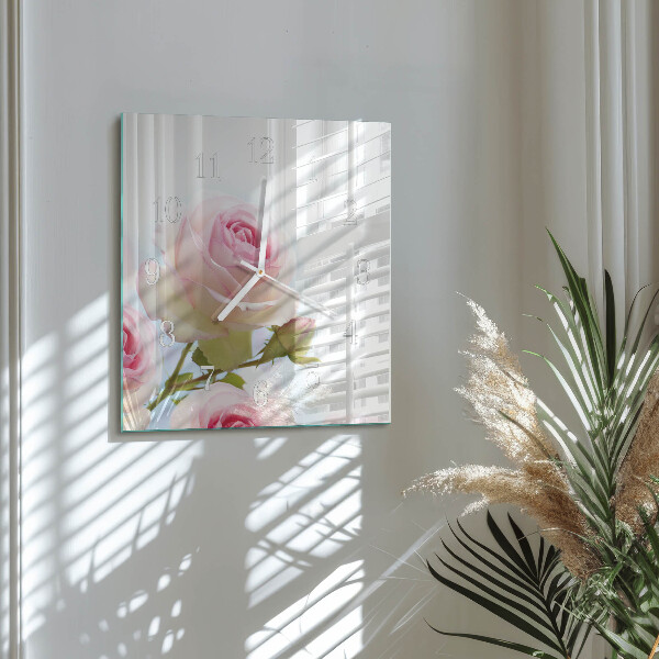 Square wall clock Rose