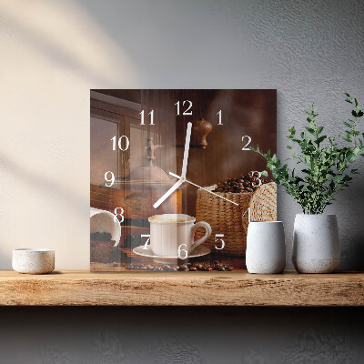 Square wall clock Cup of Coffee