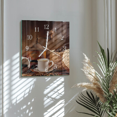 Square wall clock Cup of Coffee
