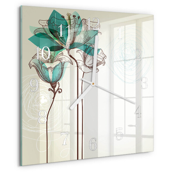 Square wall clock Vintage Flowers