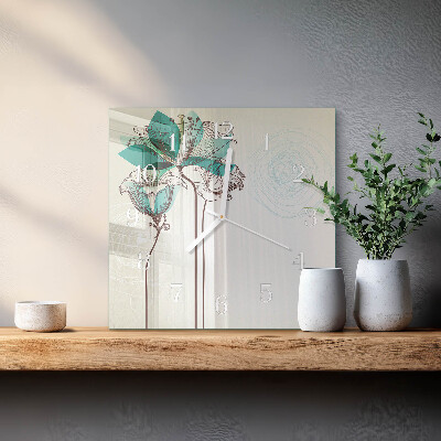 Square wall clock Vintage Flowers