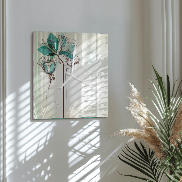 Square wall clock Vintage Flowers