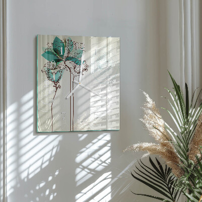 Square wall clock Vintage Flowers