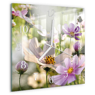 Square wall clock Cosmos Flowers