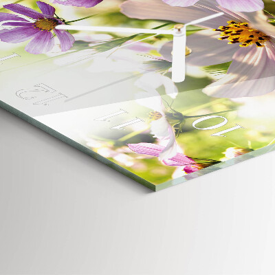 Square wall clock Cosmos Flowers