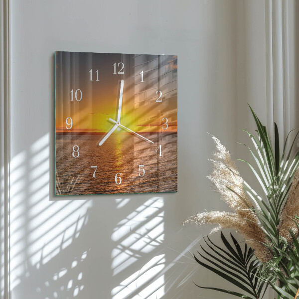Square wall clock Sunset