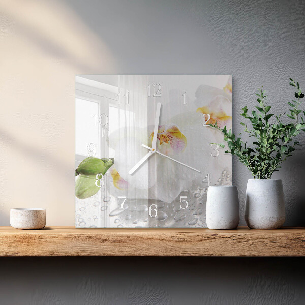 Square wall clock Orchid