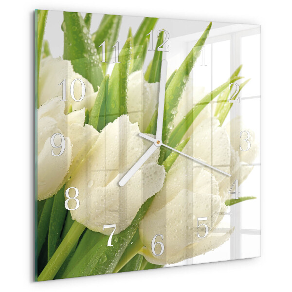 Square wall clock Tulips