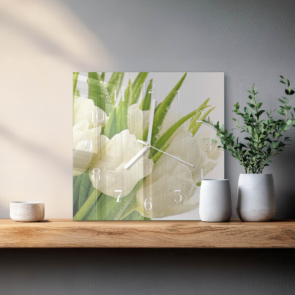 Square wall clock Tulips