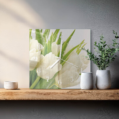 Square wall clock Tulips