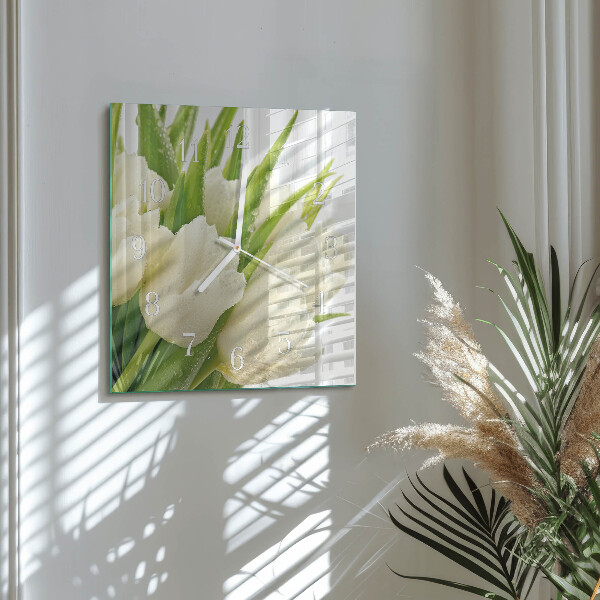 Square wall clock Tulips