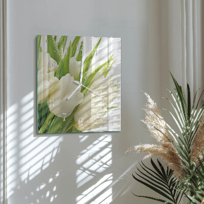 Square wall clock Tulips