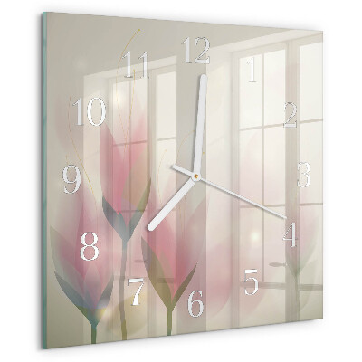 Square wall clock Flowers