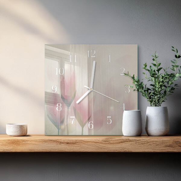 Square wall clock Flowers