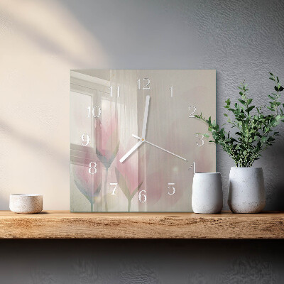 Square wall clock Flowers