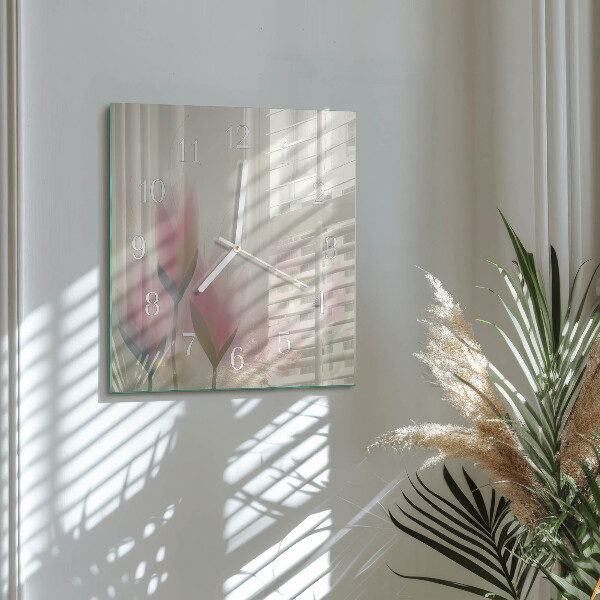 Square wall clock Flowers