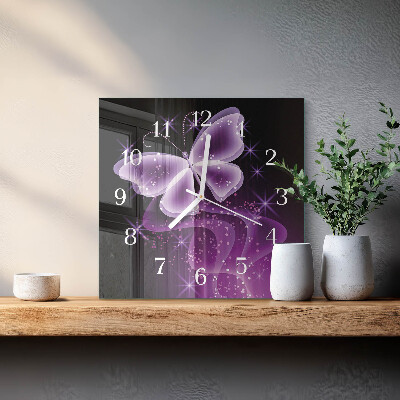 Square wall clock Butterfly