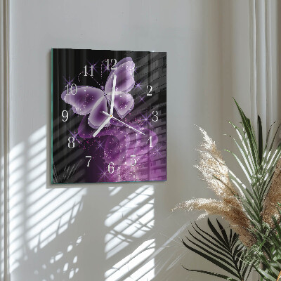Square wall clock Butterfly