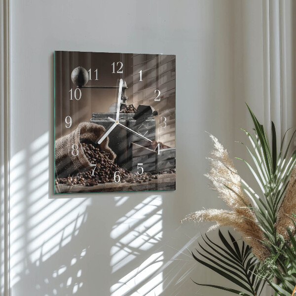 Square wall clock Coffee Grinder