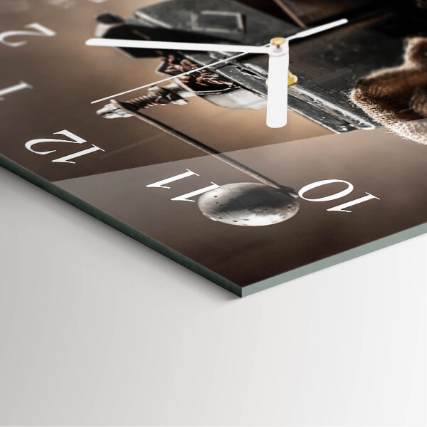 Square wall clock Coffee Grinder