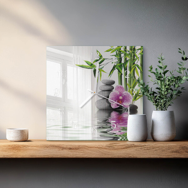Square wall clock Orchid Stones