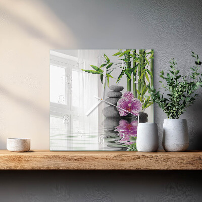 Square wall clock Orchid Stones