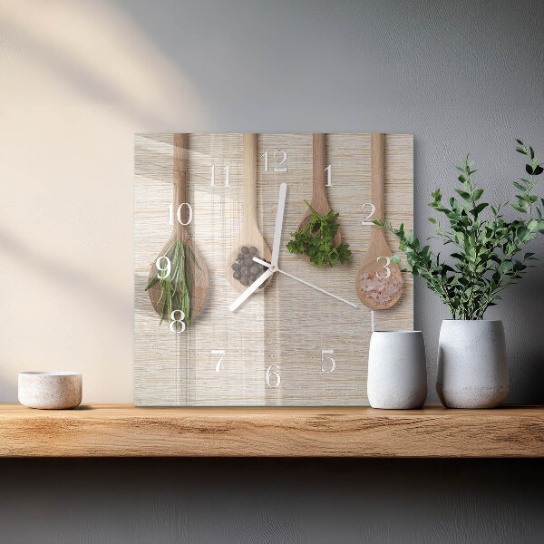 Square wall clock Wooden Spoon
