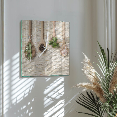 Square wall clock Wooden Spoon