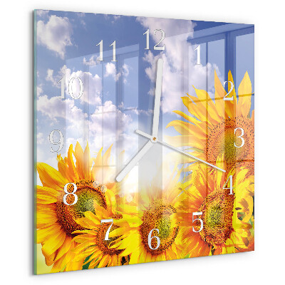 Square wall clock Sunflowers
