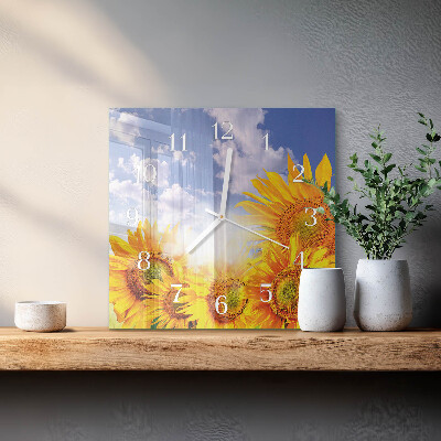 Square wall clock Sunflowers