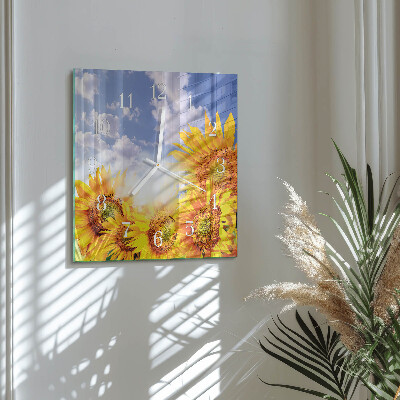 Square wall clock Sunflowers