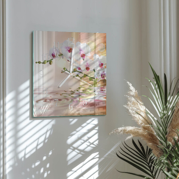 Square wall clock Orchid