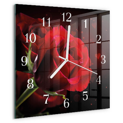 Square wall clock Roses